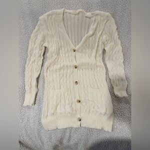 Cream Cable Knit Cardigan Sweater